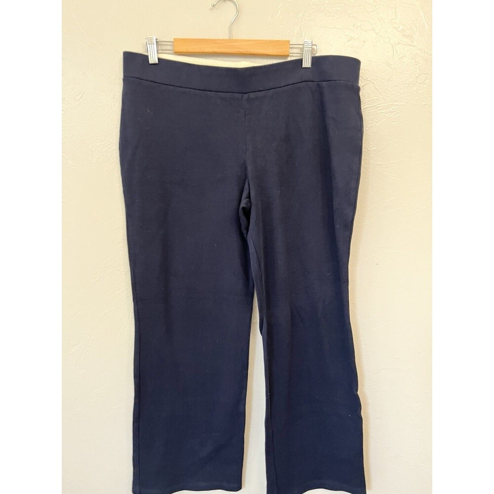 Lauren Ralph Lauren Wide Leg Pants Women XL Navy Blue High Rise Stretch Trousers